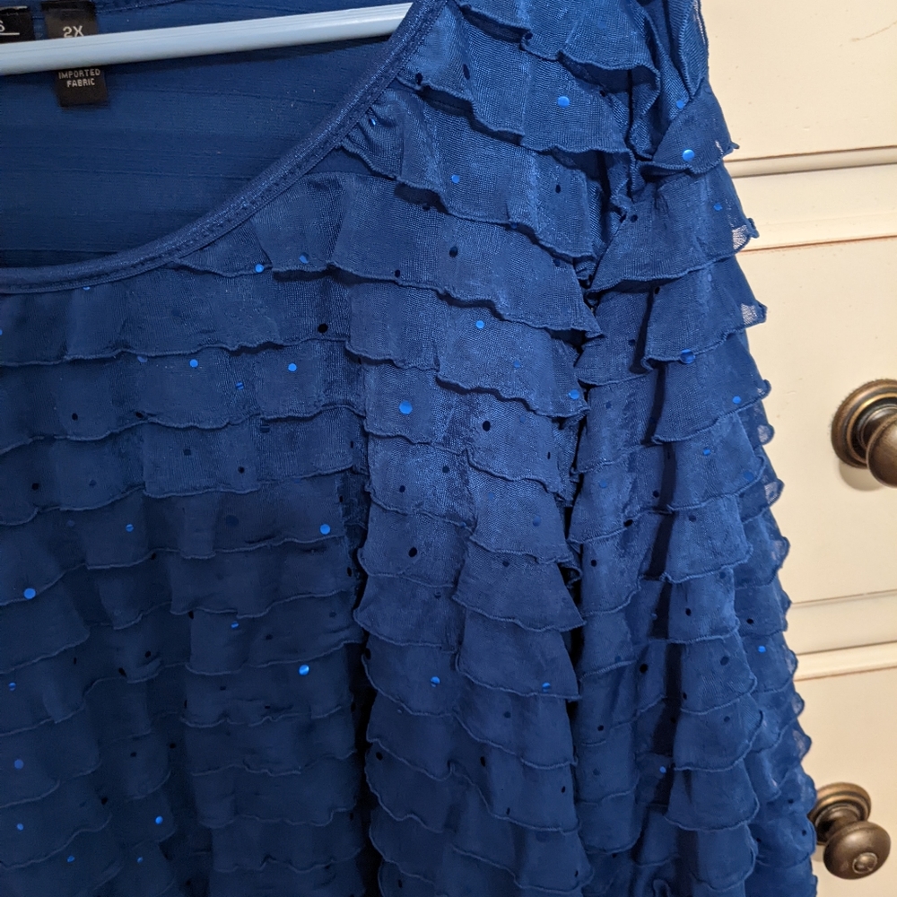 Notations Sparkly Eyelash Blouse Size 2X